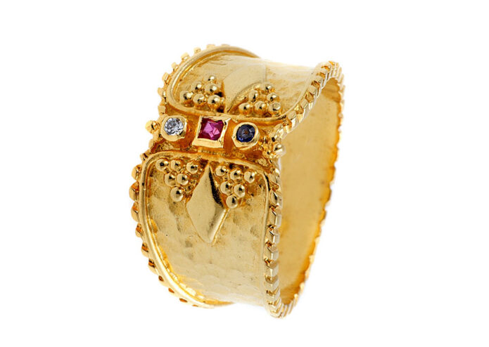 Βυζαντινό δαχτυλίδι σε κίτρινο χρυσό K18 - eshop monopetro.com.gr