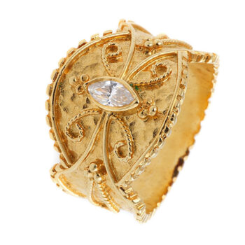 Βυζαντινό δαχτυλίδι χειροποίητο Κ18 - monopetro.com.gr shop online