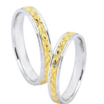 Διχρωμες βερες με σχεδιο με μπριγιαν - Ketsetzoglou Rings