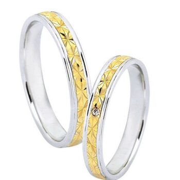 Διχρωμες βερες με σχεδιο με μπριγιαν - Ketsetzoglou Rings