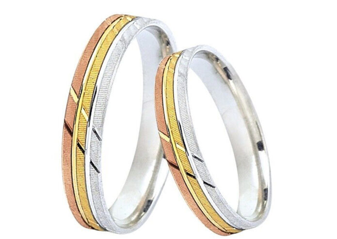 Τρίχρωμες βέρες γάμου με design - Ketsetzoglou Jewellery