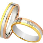 Τριχρωμες βερες γαμου με μπριγιαν - Ketsetzoglou Rings