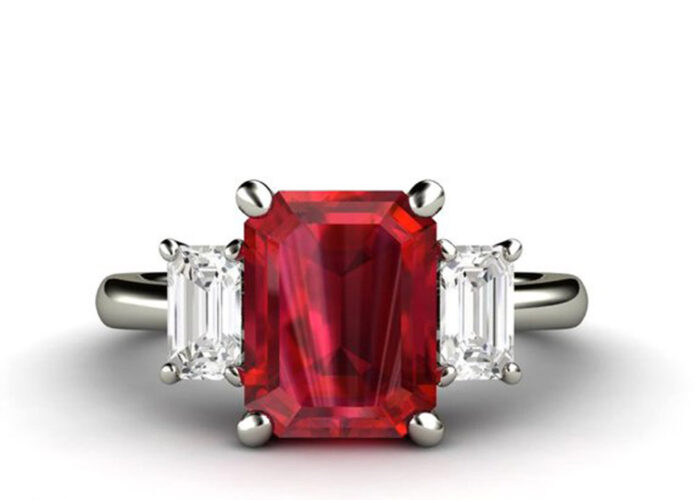 Δαχτυλίδι λευκόχρυσο με ρουμπίνι - Ketsetzoglou Diamond Rings