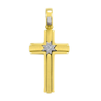 Χρυσός σταυρός για κορίτσι με ζιργκόν - Eshop Ketsetzoglou.com