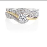 Δαχτυλίδι με μπριγιάν δίχρωμο γυναικείο Κ18 - monopetro.com.gr