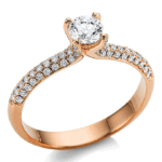 Μονόπετρο δαχτυλίδι ροζ χρυσό με μπριγιάν