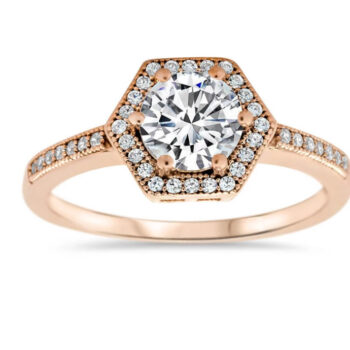 Ροζ χρυσό μονόπετρο δαχτυλίδι με διαμάντια - 210 3615006
