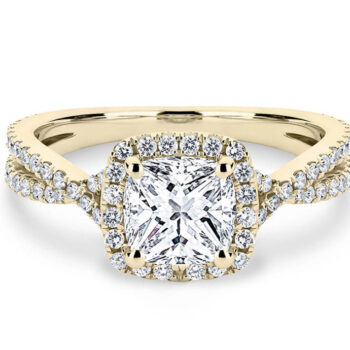 Χρυσό μονόπετρο δαχτυλίδι με διαμάντια