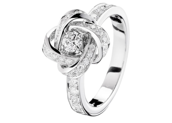 λευκόχρυσο μονόπετρο δαχτυλίδι τριαντάφυλλο - Ketsetzoglou.com