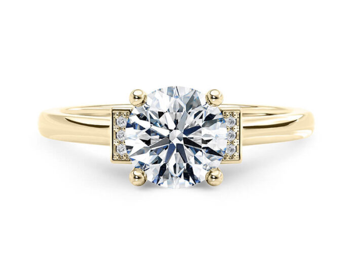 Χρυσό μονόπετρο δαχτυλίδι με διαμάντια K-18 - monopetro.com.gr