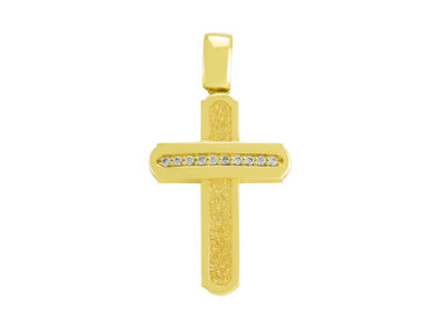 Σταυρός βάπτισης με ζιργκόν 14κ- Ketsetzoglou Jewelry Athens