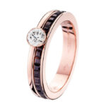 Δίχρωμο μονόπετρο με διαμάντι Κ18