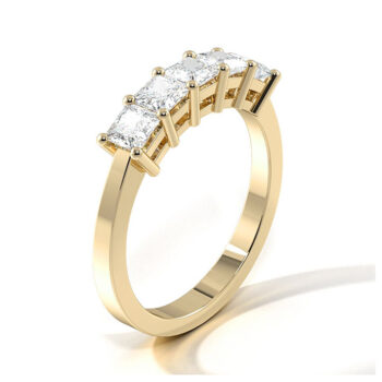 Μισόβερο δαχτυλίδι πεντάπετρο με διαμάντια