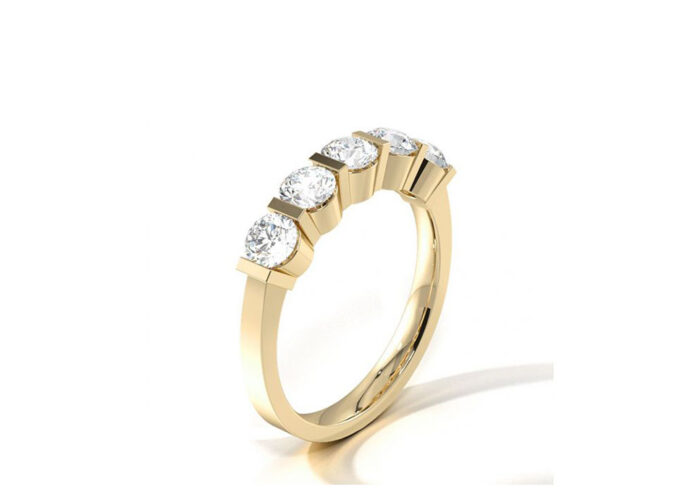 Κίτρινο χρυσό δαχτυλίδι με διαμάντια - Online eshop monopetro.com.gr