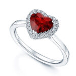 Δαχτυλίδι ροζέτα ρουμπίνι καρδιά με μπριγιάν