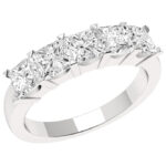 Μισόβερο δαχτυλίδι πεντάπετρο με μπριγιάν - Ketsetzoglou.com