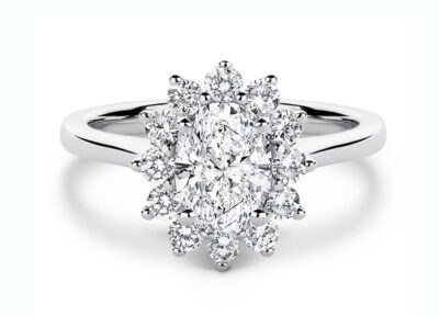 Ροζέτα δαχτυλίδι με oval cut diamond