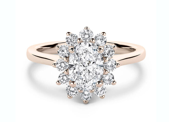 Ροζέτα μπριγιάν με oval cut diamond - Athens Diamond Ring