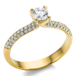 Χρυσό μονόπετρο δαχτυλίδι με διαμάντια - Voukourestiou 35