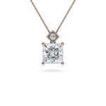 Ροζ χρυσό μονόπετρο κολιέ με princess cut - monopetro.com.gr