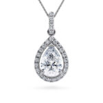 Λευκόχρυσο μονόπετρο κολιέ pear - Online monopetro.com.gr