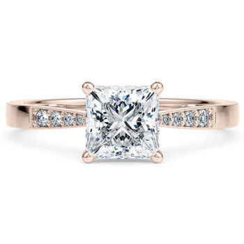 Μονόπετρα δαχτυλίδια ροζ χρυσό με princess cut diamond