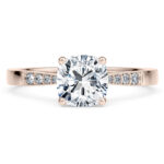 Μονόπετρα δαχτυλίδια ροζ χρυσό με cushion cut diamond