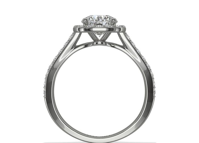 Μονόπετρο δαχτυλίδι με διαμάντια λευκόχρυσο για λόγο