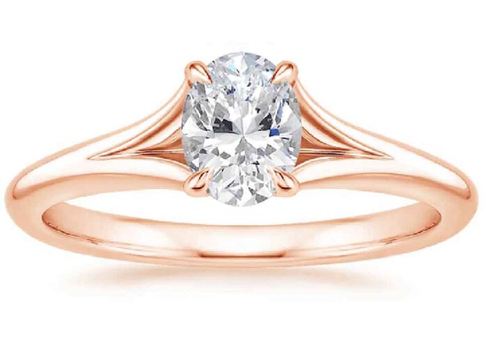 Ροζ χρυσό δαχτυλίδι αρρβώνα με διαμάντι