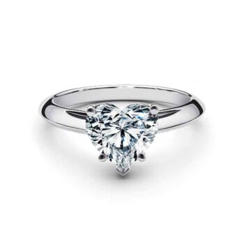 Μονόπετρο δαχτυλίδι λευκόχρυσο με διαμάντι καρδιά - Τηλ 2103615006