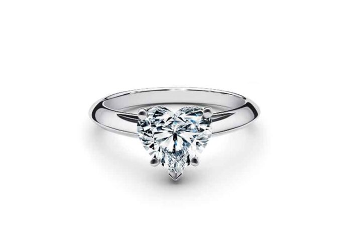 Μονόπετρο δαχτυλίδι λευκόχρυσο με διαμάντι καρδιά - Τηλ 2103615006