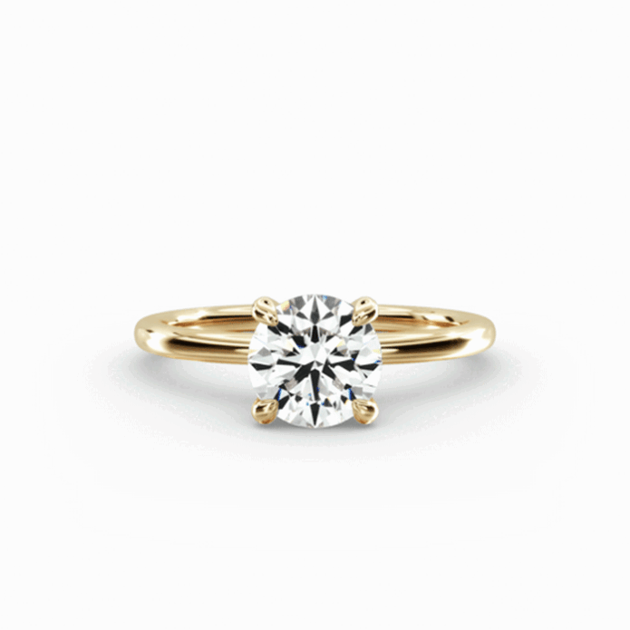 18K Yellow Gold Solitaire Diamond Ring