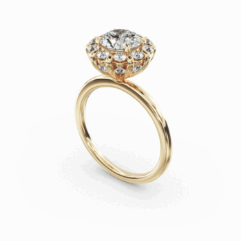 Round Halo Diamond Ring in 18K