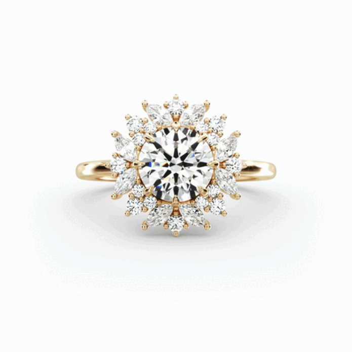 Vintage Diamond Halo Ring 18K