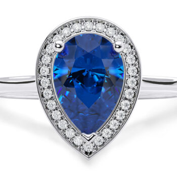 Λευκόχρυσο ροζέτα για πρόταση γάμου - Ring Natural Blue Sapphire