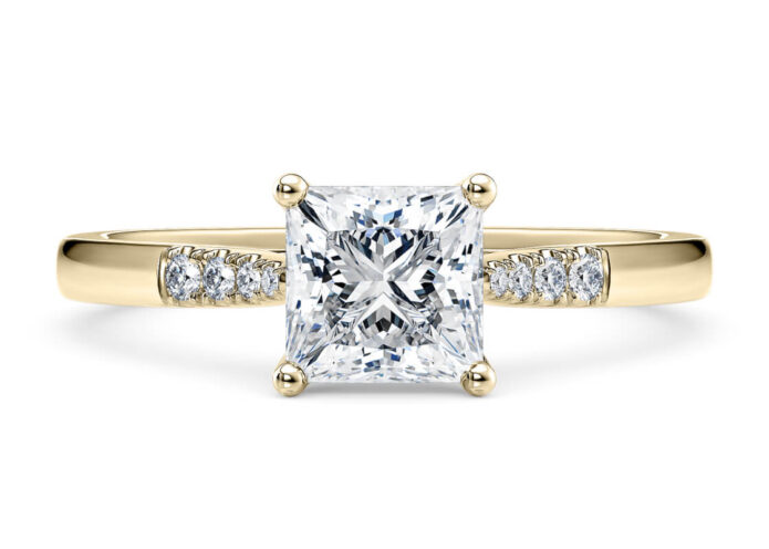 Χρυσό μονόπετρο δαχτυλίδι αρραβώνων με διαμάντια / Diamond