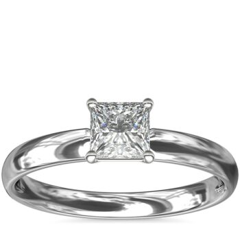 Χειροποίητο μονόπετρο δαχτυλίδι με τετράγωνο διαμάντι - Diamond