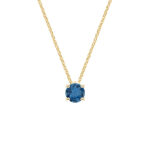 Χρυσό μονόπετρο κολιέ με στρογγυλό ζαφείρι - monopetro.com.gr