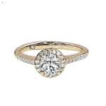 Μονόπετρο δαχτυλίδι ροζέτα με στρογγυλό διαμάντι