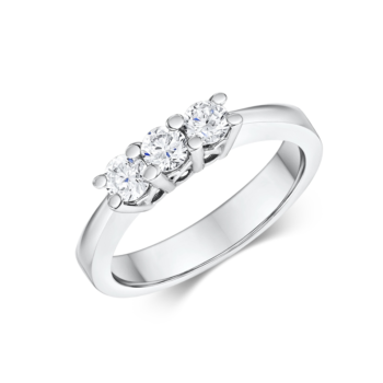 Τρίπετρο δαχτυλίδι με διαμάντια λευκόχρυσο- ketsetzoglou.com