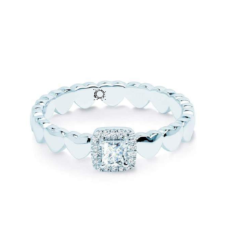 Λευκόχρυσο μονόπετρο διαμάντι με ρομαντικό design