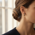 Δίχρωμα σκουλαρίκια με ζαφείρια Κ18  - Ketsetzoglou.com