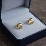 Δίχρωμα σκουλαρίκια με ζαφείρια Κ18 