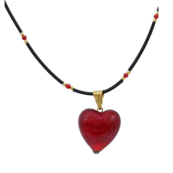 Μενταγιόν καρδιάς από κόκκινο Murano - Ketsetzoglou Valentine's