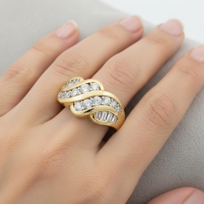 Δαχτυλίδι 18K - Σχέδιο Κύμα & Baguette  - Ketsetzoglou Jewellery