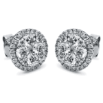 Σκουλαρίκια ροζέτες με διαμάντια 18Κ